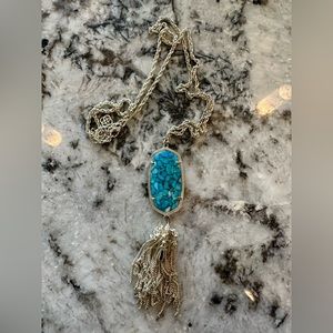 Kendra Scott Rayne turquoise and gold necklace.